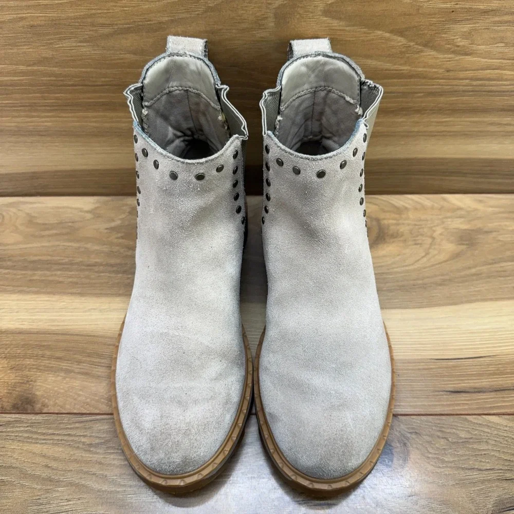 Sorel Lennox Chelsea Boots Womens 7 Beige‎ Suede Studded Waterproof Casual